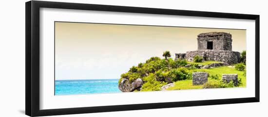 ¡Viva Mexico! Panoramic Collection - Ancient Mayan Fortress in Riviera Maya - Tulum III-Philippe Hugonnard-Framed Photographic Print