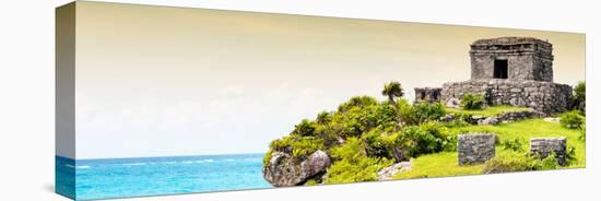 ¡Viva Mexico! Panoramic Collection - Ancient Mayan Fortress in Riviera Maya - Tulum III-Philippe Hugonnard-Stretched Canvas