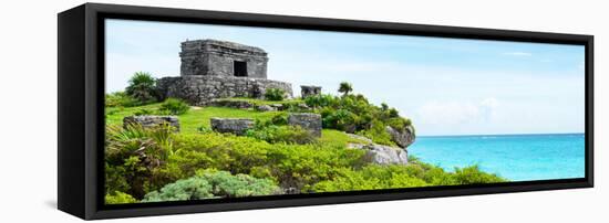 ¡Viva Mexico! Panoramic Collection - Ancient Mayan Fortress in Riviera Maya - Tulum IV-Philippe Hugonnard-Framed Stretched Canvas