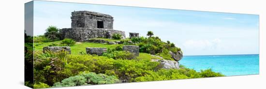 ¡Viva Mexico! Panoramic Collection - Ancient Mayan Fortress in Riviera Maya - Tulum IV-Philippe Hugonnard-Stretched Canvas
