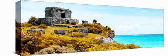 ¡Viva Mexico! Panoramic Collection - Ancient Mayan Fortress in Riviera Maya - Tulum VI-Philippe Hugonnard-Stretched Canvas