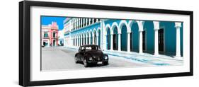 ¡Viva Mexico! Panoramic Collection - Black VW Beetle and Blue Architecture-Philippe Hugonnard-Framed Photographic Print