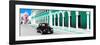 ¡Viva Mexico! Panoramic Collection - Black VW Beetle and Coral Green Architecture-Philippe Hugonnard-Framed Photographic Print