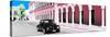 ¡Viva Mexico! Panoramic Collection - Black VW Beetle and Light Pink Architecture-Philippe Hugonnard-Stretched Canvas