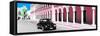 ¡Viva Mexico! Panoramic Collection - Black VW Beetle and Light Pink Architecture-Philippe Hugonnard-Framed Stretched Canvas