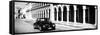 ¡Viva Mexico! Panoramic Collection - Black VW Beetle and Mexican Architecture B&W-Philippe Hugonnard-Framed Stretched Canvas