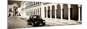 ¡Viva Mexico! Panoramic Collection - Black VW Beetle and Mexican Architecture Sepia-Philippe Hugonnard-Mounted Photographic Print