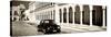 ¡Viva Mexico! Panoramic Collection - Black VW Beetle and Mexican Architecture Sepia-Philippe Hugonnard-Stretched Canvas