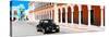 ¡Viva Mexico! Panoramic Collection - Black VW Beetle and Orange Architecture-Philippe Hugonnard-Stretched Canvas