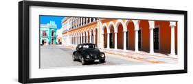 ¡Viva Mexico! Panoramic Collection - Black VW Beetle and Orange Architecture-Philippe Hugonnard-Framed Premium Photographic Print