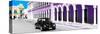 ¡Viva Mexico! Panoramic Collection - Black VW Beetle and Plum Architecture-Philippe Hugonnard-Stretched Canvas