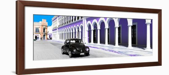 ¡Viva Mexico! Panoramic Collection - Black VW Beetle and Purple Architecture-Philippe Hugonnard-Framed Photographic Print