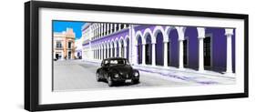 ¡Viva Mexico! Panoramic Collection - Black VW Beetle and Purple Architecture-Philippe Hugonnard-Framed Photographic Print