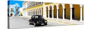 ¡Viva Mexico! Panoramic Collection - Black VW Beetle and Yellow Architecture-Philippe Hugonnard-Stretched Canvas