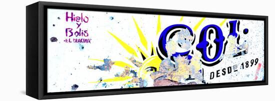 ¡Viva Mexico! Panoramic Collection - Blue SOL Sign Street Wall-Philippe Hugonnard-Framed Stretched Canvas