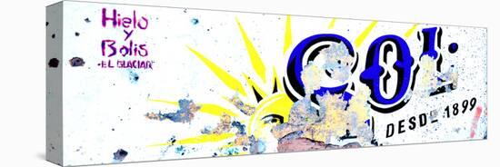 ¡Viva Mexico! Panoramic Collection - Blue SOL Sign Street Wall-Philippe Hugonnard-Stretched Canvas