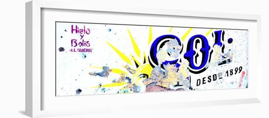 ¡Viva Mexico! Panoramic Collection - Blue SOL Sign Street Wall-Philippe Hugonnard-Framed Photographic Print