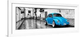 ¡Viva Mexico! Panoramic Collection - Blue VW Beetle Car in San Cristobal de Las Casas-Philippe Hugonnard-Framed Photographic Print