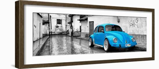 ¡Viva Mexico! Panoramic Collection - Blue VW Beetle Car in San Cristobal de Las Casas-Philippe Hugonnard-Framed Photographic Print