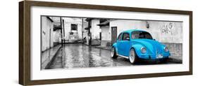¡Viva Mexico! Panoramic Collection - Blue VW Beetle Car in San Cristobal de Las Casas-Philippe Hugonnard-Framed Photographic Print