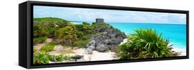 ¡Viva Mexico! Panoramic Collection - Caribbean Coastline in Tulum VI-Philippe Hugonnard-Framed Stretched Canvas