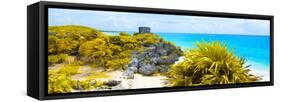 ¡Viva Mexico! Panoramic Collection - Caribbean Coastline in Tulum VIII-Philippe Hugonnard-Framed Stretched Canvas