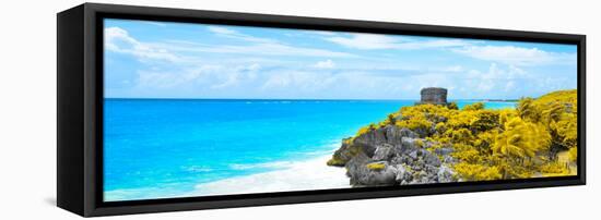 ¡Viva Mexico! Panoramic Collection - Caribbean Coastline in Tulum XI-Philippe Hugonnard-Framed Stretched Canvas