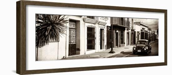 ¡Viva Mexico! Panoramic Collection - Colorful Mexican Street with Black VW Beetle IV-Philippe Hugonnard-Framed Photographic Print