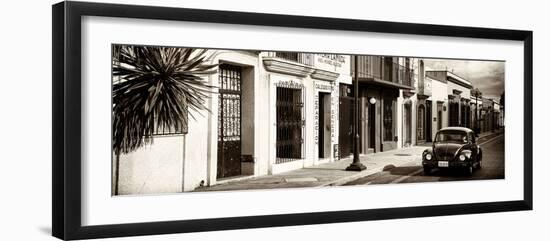 ¡Viva Mexico! Panoramic Collection - Colorful Mexican Street with Black VW Beetle IV-Philippe Hugonnard-Framed Photographic Print