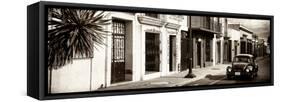 ¡Viva Mexico! Panoramic Collection - Colorful Mexican Street with Black VW Beetle IV-Philippe Hugonnard-Framed Stretched Canvas
