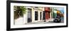 ¡Viva Mexico! Panoramic Collection - Colorful Mexican Street with Black VW Beetle-Philippe Hugonnard-Framed Photographic Print