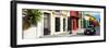 ¡Viva Mexico! Panoramic Collection - Colorful Mexican Street with Black VW Beetle-Philippe Hugonnard-Framed Photographic Print