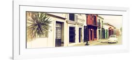 ¡Viva Mexico! Panoramic Collection - Colorful Mexican Street with White VW Beetle V-Philippe Hugonnard-Framed Photographic Print