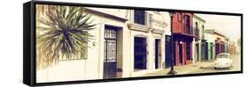 ¡Viva Mexico! Panoramic Collection - Colorful Mexican Street with White VW Beetle V-Philippe Hugonnard-Framed Stretched Canvas