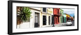 ¡Viva Mexico! Panoramic Collection - Colorful Mexican Street with White VW Beetle-Philippe Hugonnard-Framed Premium Photographic Print