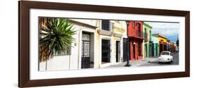 ¡Viva Mexico! Panoramic Collection - Colorful Mexican Street with White VW Beetle-Philippe Hugonnard-Framed Photographic Print