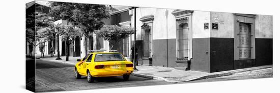 ¡Viva Mexico! Panoramic Collection - Colorful Mexican Street with Yellow Taxi III-Philippe Hugonnard-Stretched Canvas