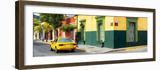 ¡Viva Mexico! Panoramic Collection - Colorful Mexican Street with Yellow Taxi-Philippe Hugonnard-Framed Photographic Print