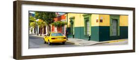 ¡Viva Mexico! Panoramic Collection - Colorful Mexican Street with Yellow Taxi-Philippe Hugonnard-Framed Photographic Print