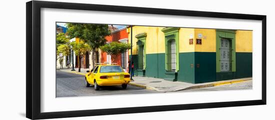 ¡Viva Mexico! Panoramic Collection - Colorful Mexican Street with Yellow Taxi-Philippe Hugonnard-Framed Photographic Print