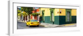 ¡Viva Mexico! Panoramic Collection - Colorful Mexican Street with Yellow Taxi-Philippe Hugonnard-Framed Photographic Print