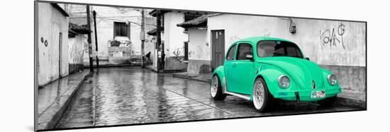 ¡Viva Mexico! Panoramic Collection - Coral Green VW Beetle Car in San Cristobal de Las Casas-Philippe Hugonnard-Mounted Photographic Print