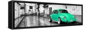 ¡Viva Mexico! Panoramic Collection - Coral Green VW Beetle Car in San Cristobal de Las Casas-Philippe Hugonnard-Framed Stretched Canvas
