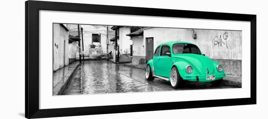 ¡Viva Mexico! Panoramic Collection - Coral Green VW Beetle Car in San Cristobal de Las Casas-Philippe Hugonnard-Framed Photographic Print