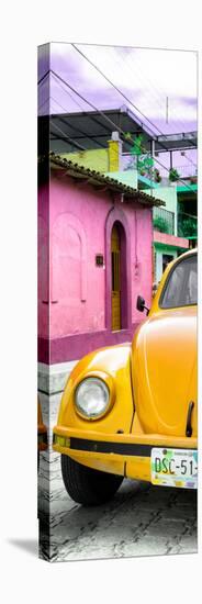 ¡Viva Mexico! Panoramic Collection - Dark Yellow VW Beetle Car and Colorful Houses-Philippe Hugonnard-Stretched Canvas
