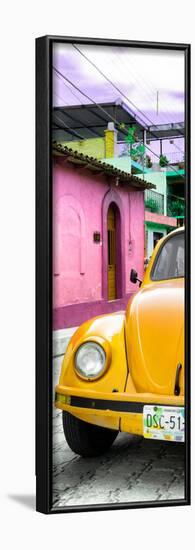 ¡Viva Mexico! Panoramic Collection - Dark Yellow VW Beetle Car and Colorful Houses-Philippe Hugonnard-Framed Photographic Print