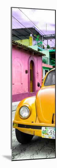 ¡Viva Mexico! Panoramic Collection - Dark Yellow VW Beetle Car and Colorful Houses-Philippe Hugonnard-Mounted Photographic Print