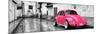 ¡Viva Mexico! Panoramic Collection - Deep Pink VW Beetle Car in San Cristobal de Las Casas-Philippe Hugonnard-Mounted Photographic Print