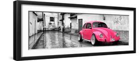 ¡Viva Mexico! Panoramic Collection - Deep Pink VW Beetle Car in San Cristobal de Las Casas-Philippe Hugonnard-Framed Photographic Print