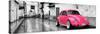 ¡Viva Mexico! Panoramic Collection - Deep Pink VW Beetle Car in San Cristobal de Las Casas-Philippe Hugonnard-Stretched Canvas